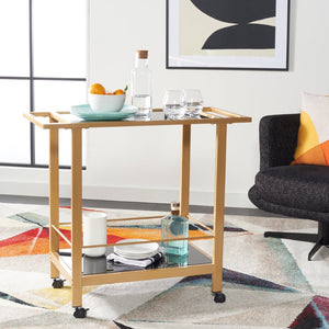Safavieh Gaelle Stylish Two-Tier Bar Cart For Effortless Entertaining And Modern Home Décor Solutions Gold / Black BCT8009B