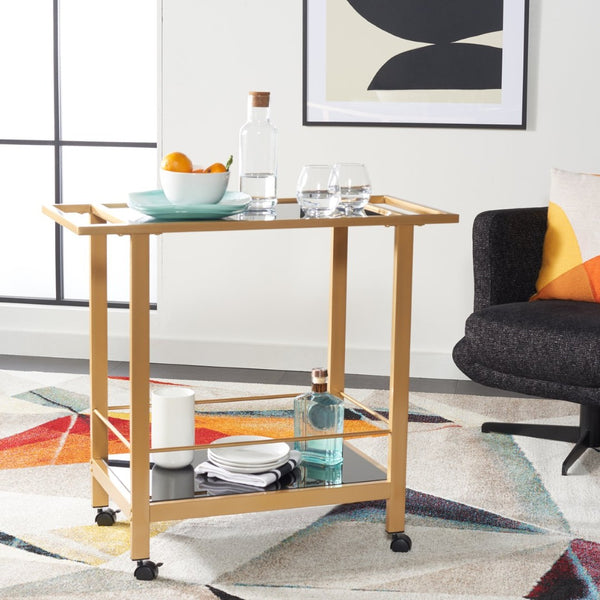 Safavieh Gaelle Stylish Two-Tier Bar Cart For Effortless Entertaining And Modern Home Décor Solutions Gold / Black BCT8009B