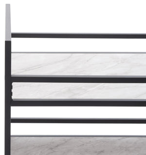 Safavieh Idria Modern Three-Tier Bar Cart For Stylish Entertaining - Versatile Storage & Sleek Design Matte Black / Marble BCT8010A