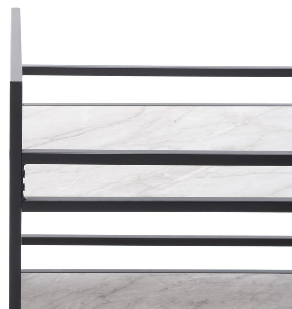 Safavieh Idria Modern Three-Tier Bar Cart For Stylish Entertaining - Versatile Storage & Sleek Design Matte Black / Marble BCT8010A