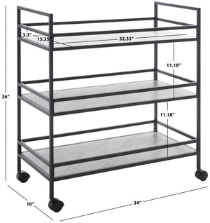 Safavieh Idria Modern Three-Tier Bar Cart For Stylish Entertaining - Versatile Storage & Sleek Design Matte Black / Marble BCT8010A