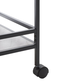 Safavieh Idria Modern Three-Tier Bar Cart For Stylish Entertaining - Versatile Storage & Sleek Design Matte Black / Marble BCT8010A