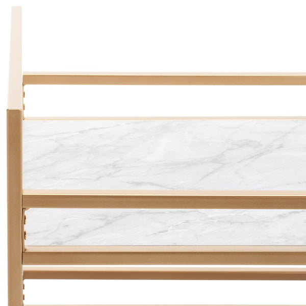 Safavieh Idria Modern Three-Tier Bar Cart For Stylish Entertaining - Versatile Storage & Sleek Design Gold / Marble BCT8010B