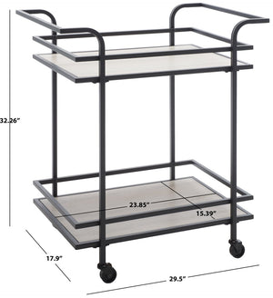 Safavieh Lameris Stylish 2-Tier Bar Cart With Handles - Modern Design For Easy Entertaining In Any Room Matte Black / Grey BCT8011A