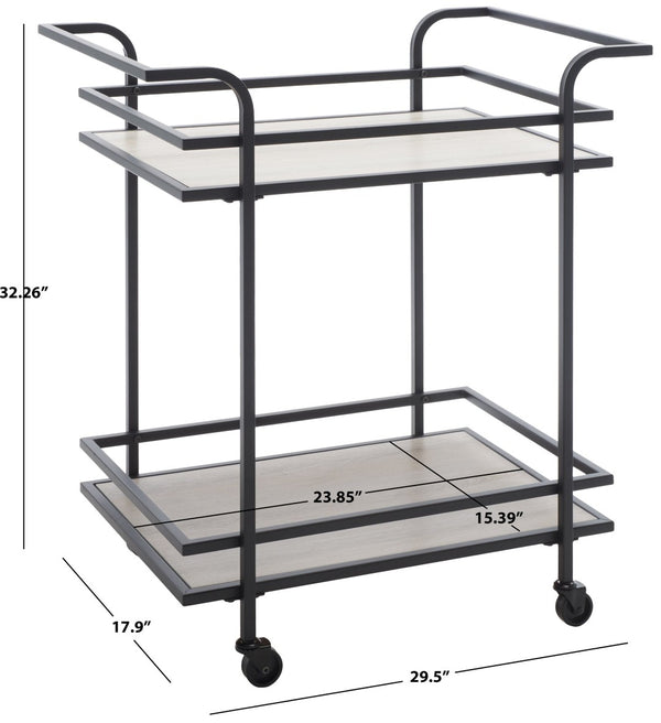 Safavieh Lameris Stylish 2-Tier Bar Cart With Handles - Modern Design For Easy Entertaining In Any Room Matte Black / Grey BCT8011A