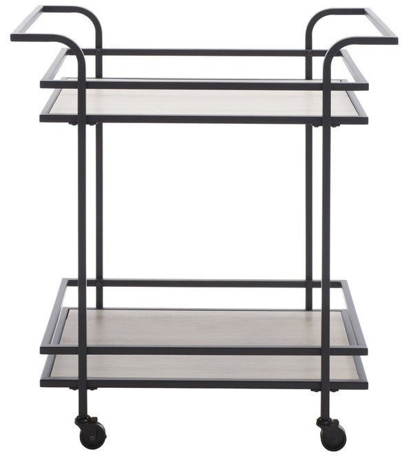 Safavieh Lameris Stylish 2-Tier Bar Cart With Handles - Modern Design For Easy Entertaining In Any Room Matte Black / Grey BCT8011A