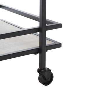 Safavieh Lameris Stylish 2-Tier Bar Cart With Handles - Modern Design For Easy Entertaining In Any Room Matte Black / Grey BCT8011A