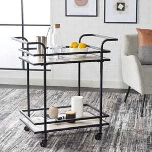 Safavieh Lameris Stylish 2-Tier Bar Cart With Handles - Modern Design For Easy Entertaining In Any Room Matte Black / Grey BCT8011A