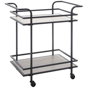 Safavieh Lameris Stylish 2-Tier Bar Cart With Handles - Modern Design For Easy Entertaining In Any Room Matte Black / Grey BCT8011A