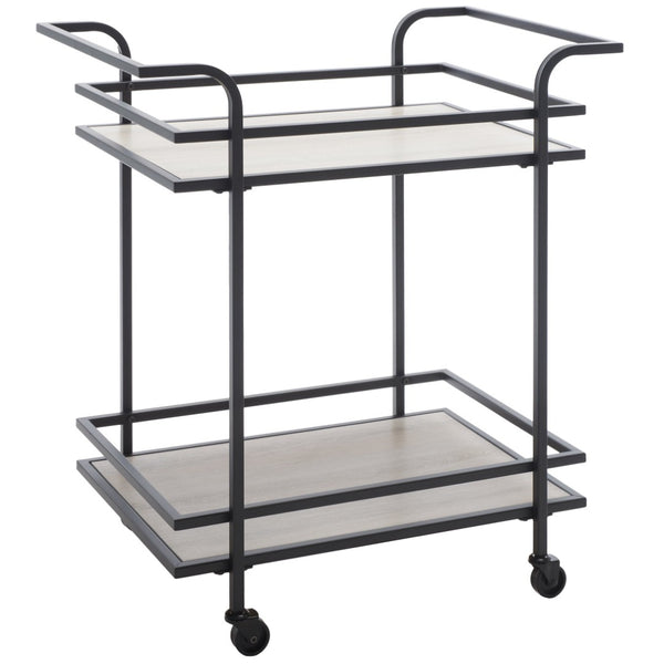 Safavieh Lameris Stylish 2-Tier Bar Cart With Handles - Modern Design For Easy Entertaining In Any Room Matte Black / Grey BCT8011A