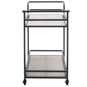 Safavieh Lameris Stylish 2-Tier Bar Cart With Handles - Modern Design For Easy Entertaining In Any Room Matte Black / Grey BCT8011A