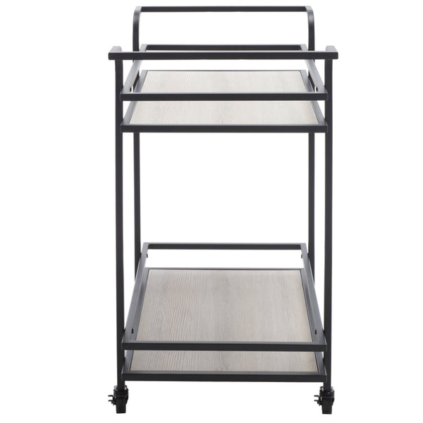 Safavieh Lameris Stylish 2-Tier Bar Cart With Handles - Modern Design For Easy Entertaining In Any Room Matte Black / Grey BCT8011A