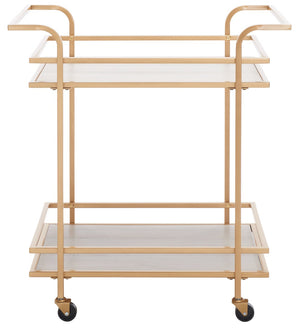 Safavieh Lameris Stylish 2-Tier Bar Cart With Handles - Modern Design For Easy Entertaining In Any Room Matte Gold / Grey BCT8011B
