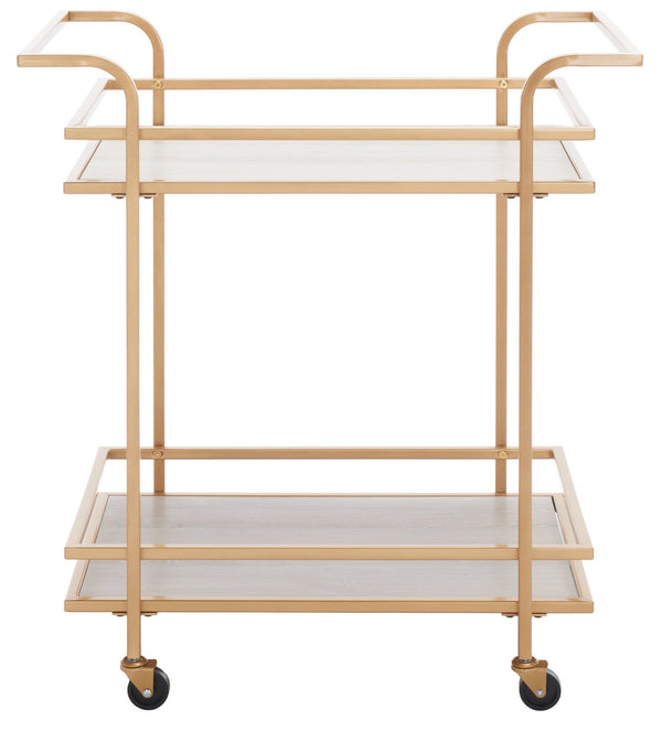 Safavieh Lameris Stylish 2-Tier Bar Cart With Handles - Modern Design For Easy Entertaining In Any Room Matte Gold / Grey BCT8011B