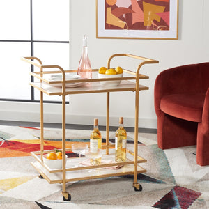 Safavieh Lameris Stylish 2-Tier Bar Cart With Handles - Modern Design For Easy Entertaining In Any Room Matte Gold / Grey BCT8011B