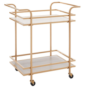 Safavieh Lameris Stylish 2-Tier Bar Cart With Handles - Modern Design For Easy Entertaining In Any Room Matte Gold / Grey BCT8011B