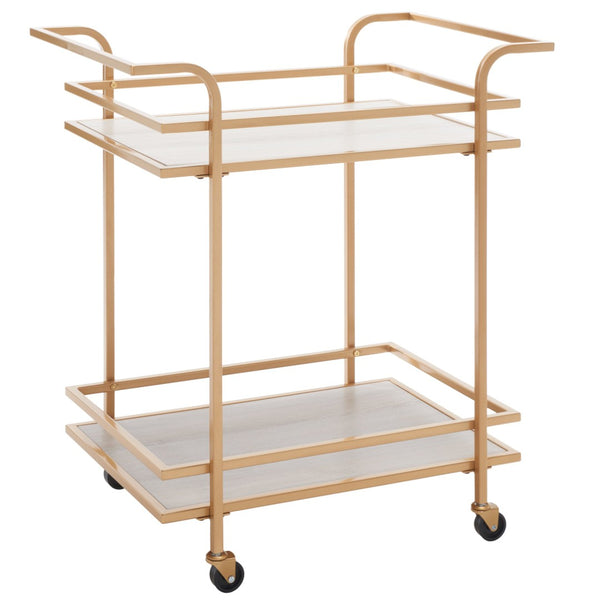 Safavieh Lameris Stylish 2-Tier Bar Cart With Handles - Modern Design For Easy Entertaining In Any Room Matte Gold / Grey BCT8011B