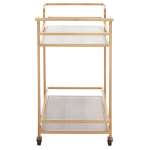 Safavieh Lameris Stylish 2-Tier Bar Cart With Handles - Modern Design For Easy Entertaining In Any Room Matte Gold / Grey BCT8011B