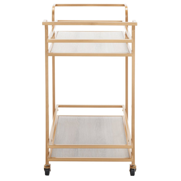 Safavieh Lameris Stylish 2-Tier Bar Cart With Handles - Modern Design For Easy Entertaining In Any Room Matte Gold / Grey BCT8011B