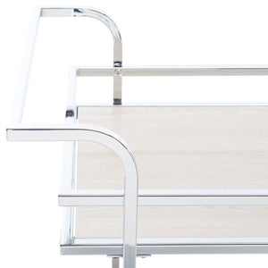 Safavieh Lameris Stylish 2-Tier Bar Cart With Handles - Modern Design For Easy Entertaining In Any Room Chrome / Grey BCT8011C