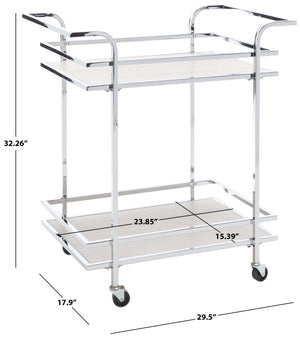 Safavieh Lameris Stylish 2-Tier Bar Cart With Handles - Modern Design For Easy Entertaining In Any Room Chrome / Grey BCT8011C