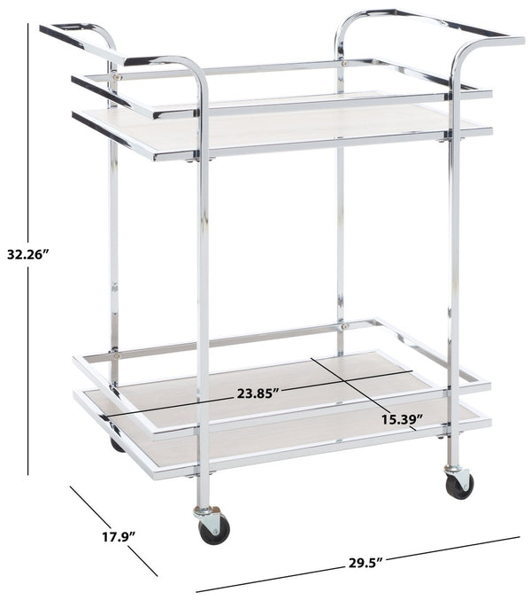 Safavieh Lameris Stylish 2-Tier Bar Cart With Handles - Modern Design For Easy Entertaining In Any Room Chrome / Grey BCT8011C