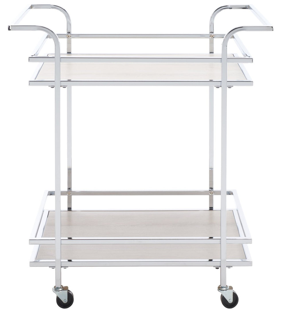 Safavieh Lameris Stylish 2-Tier Bar Cart With Handles - Modern Design For Easy Entertaining In Any Room Chrome / Grey BCT8011C