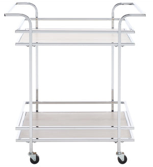 Safavieh Lameris Stylish 2-Tier Bar Cart With Handles - Modern Design For Easy Entertaining In Any Room Chrome / Grey BCT8011C