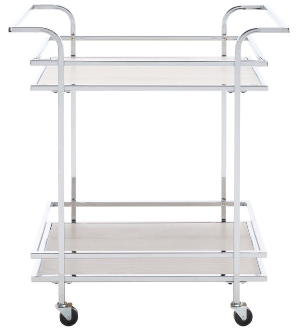 Safavieh Lameris Stylish 2-Tier Bar Cart With Handles - Modern Design For Easy Entertaining In Any Room Chrome / Grey BCT8011C