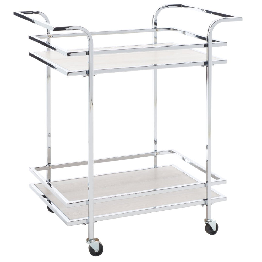 Safavieh Lameris Stylish 2-Tier Bar Cart With Handles - Modern Design For Easy Entertaining In Any Room Chrome / Grey BCT8011C