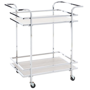 Safavieh Lameris Stylish 2-Tier Bar Cart With Handles - Modern Design For Easy Entertaining In Any Room Chrome / Grey BCT8011C