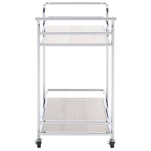 Safavieh Lameris Stylish 2-Tier Bar Cart With Handles - Modern Design For Easy Entertaining In Any Room Chrome / Grey BCT8011C