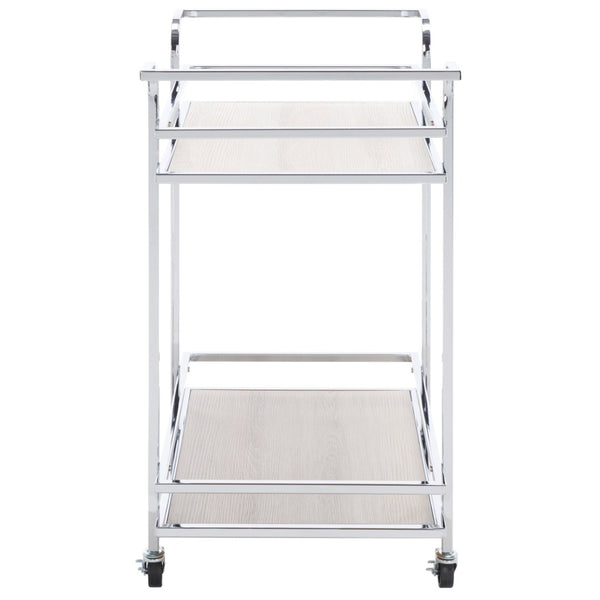 Safavieh Lameris Stylish 2-Tier Bar Cart With Handles - Modern Design For Easy Entertaining In Any Room Chrome / Grey BCT8011C