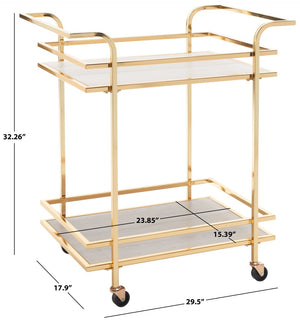 Safavieh Lameris Stylish 2-Tier Bar Cart With Handles - Modern Design For Easy Entertaining In Any Room Polished Gold / Grey BCT8011D