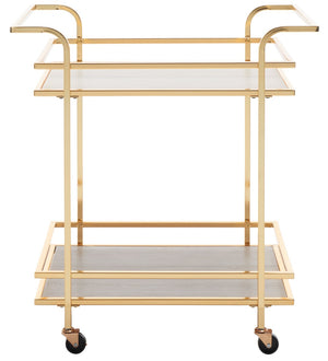 Safavieh Lameris Stylish 2-Tier Bar Cart With Handles - Modern Design For Easy Entertaining In Any Room Polished Gold / Grey BCT8011D