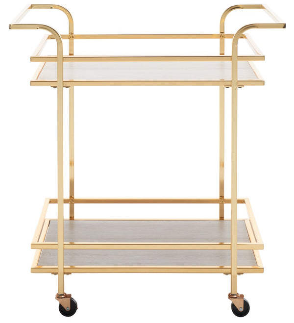 Safavieh Lameris Stylish 2-Tier Bar Cart With Handles - Modern Design For Easy Entertaining In Any Room Polished Gold / Grey BCT8011D