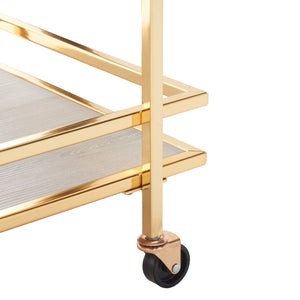 Safavieh Lameris Stylish 2-Tier Bar Cart With Handles - Modern Design For Easy Entertaining In Any Room Polished Gold / Grey BCT8011D