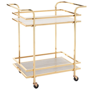 Safavieh Lameris Stylish 2-Tier Bar Cart With Handles - Modern Design For Easy Entertaining In Any Room Polished Gold / Grey BCT8011D