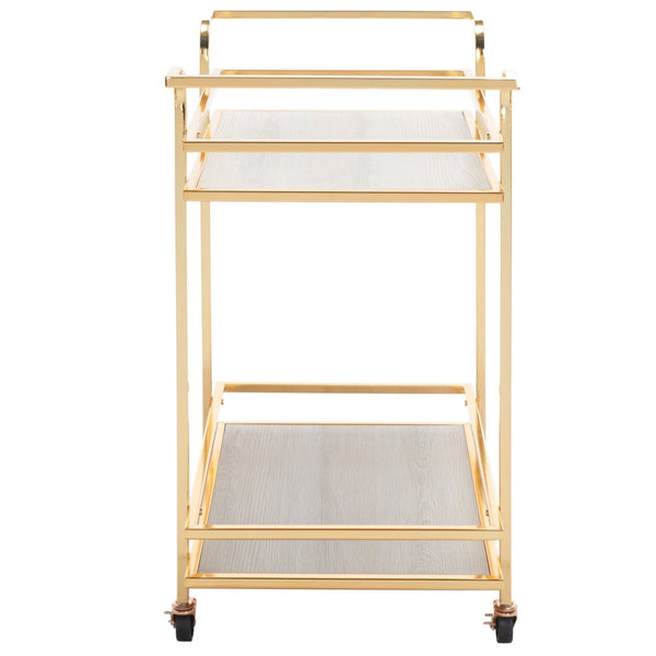 Safavieh Lameris Stylish 2-Tier Bar Cart With Handles - Modern Design For Easy Entertaining In Any Room Polished Gold / Grey BCT8011D