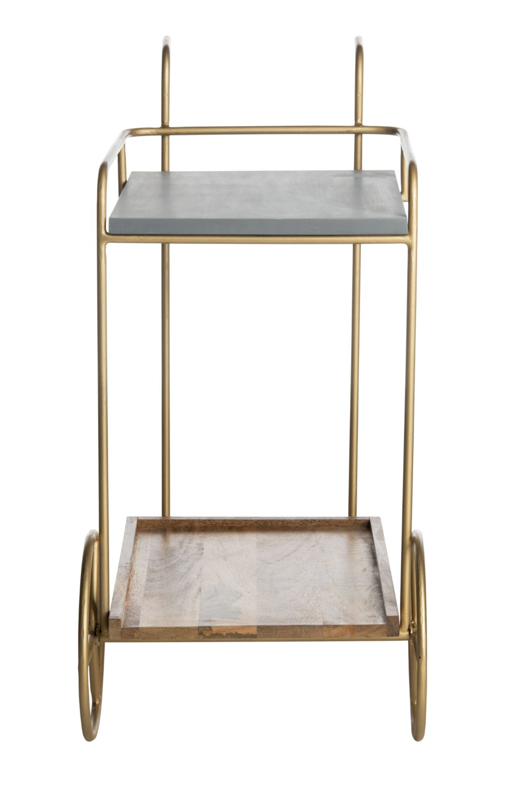 Safavieh Harper 2-Tier Bar Cart – Modern Mixed-Material Design With Brass Frame & Natural Wood For Entertaining BCT9000A