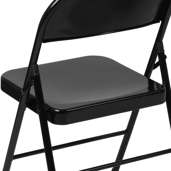 English Elm 2 Pack HERCULES Series Double-Braced Metal Folding Chairs for Reliable Comfort & Versatile Use Black 2-BD-F002-BK-GG
