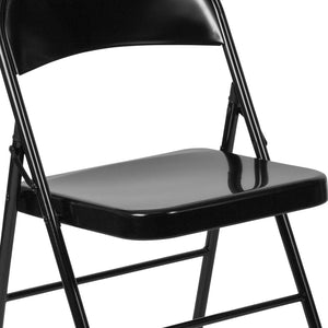 English Elm 2 Pack HERCULES Series Double-Braced Metal Folding Chairs for Reliable Comfort & Versatile Use Black 2-BD-F002-BK-GG