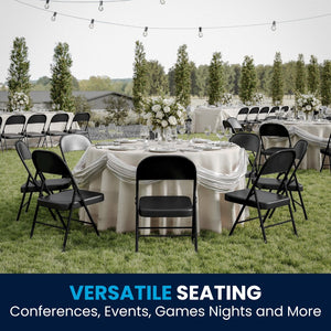 English Elm 2 Pack HERCULES Series Double-Braced Metal Folding Chairs for Reliable Comfort & Versatile Use Black 2-BD-F002-BK-GG