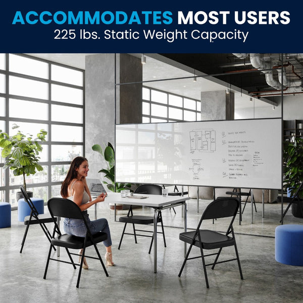 English Elm 2 Pack HERCULES Series Double-Braced Metal Folding Chairs for Reliable Comfort & Versatile Use Black 2-BD-F002-BK-GG