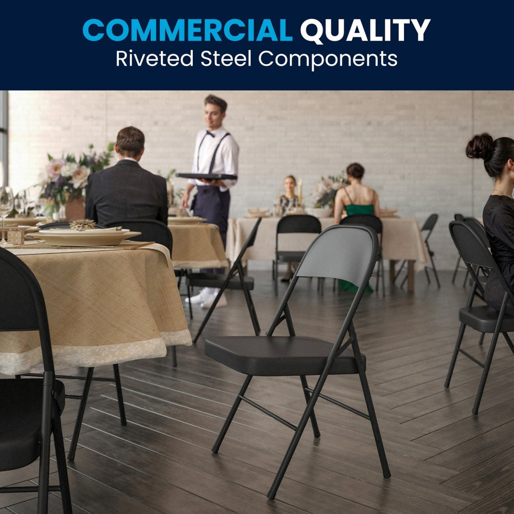 English Elm 2 Pack HERCULES Series Double-Braced Metal Folding Chairs for Reliable Comfort & Versatile Use Black 2-BD-F002-BK-GG