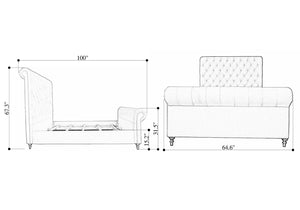 Manhattan Comfort Empire Mid-Century Modern Queen Bed Cream and Natural BD001-QN-CR