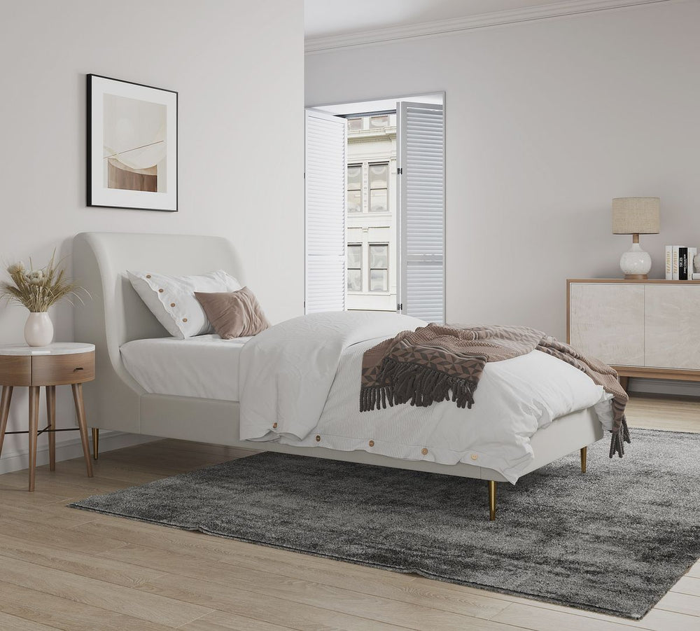 Manhattan Comfort Heather Modern Twin Bed Cream BD003-TW-CR