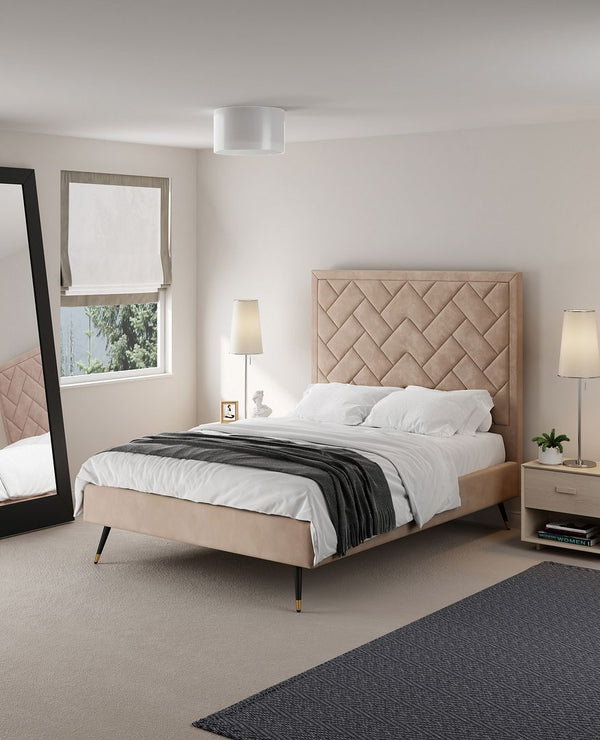 Crosby Full- Size Bed in Nude BD009-FL-ND Manhattan Comfort