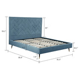 Crosby King-Size Bed in Blue BD009-KG-BL Manhattan Comfort