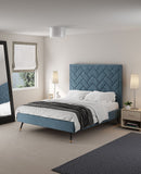 Crosby Queen-Size Bed in Blue BD009-QN-BL Manhattan Comfort